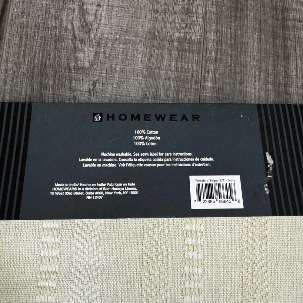 Homewear Set of 4 Placemats Cream Striped Fringe 13 in. X 19 in. NWT